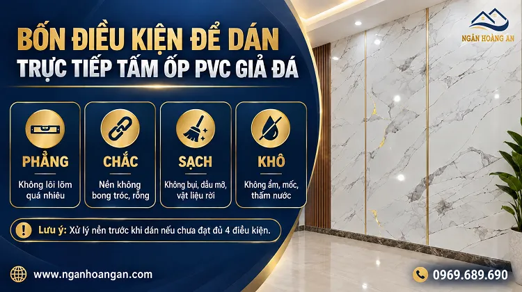 Bốn Điều Kiện Để Dán Trực Tiếp Tấm Ốp PVC Giả Đá Bốn Điều Kiện Để Dán Trực Tiếp Tấm Ốp PVC Giả Đá