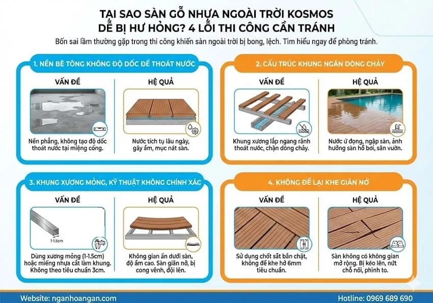Bốn Sai Lầm Thường Gặp Trong Thi Công Khiến Sàn Ngoài Trời Bị Bong, Lệch.