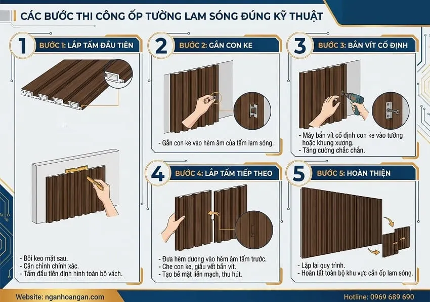 Các Bước Thi Công Ốp Tường Lam Sóng Đúng Kỹ Thuật