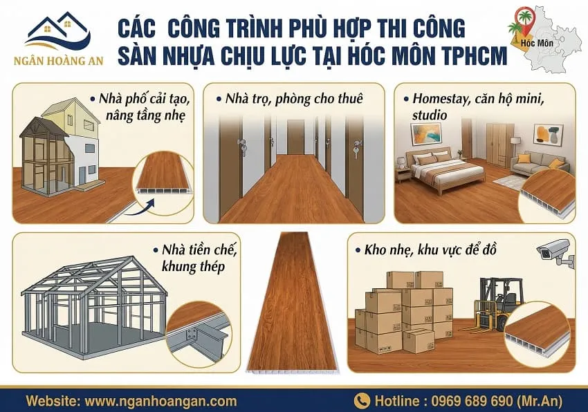 Các Công Trình Phù Hợp Thi Công Sàn Nhựa Chịu Lực Tại Hóc Môn TPHCM