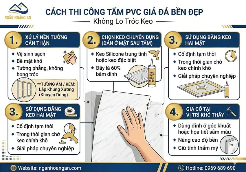 Cách Thi Công PVC Giả Đá Bền Đẹp, Không Lo Tróc Keo