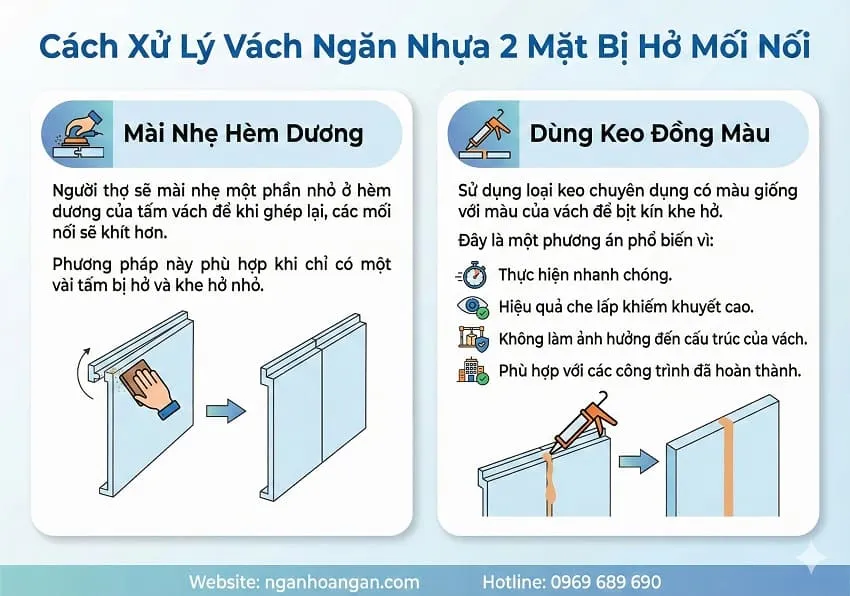 Cách Xử Lý Vách Ngăn Nhựa 2 Mặt Bị Hở Mối Nối