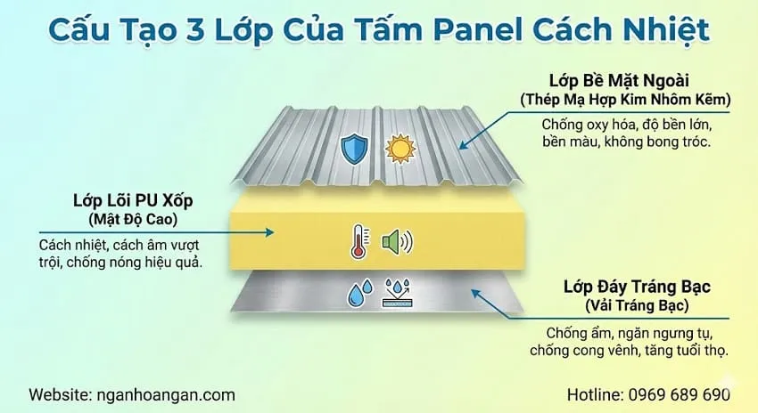 Cấu Tạo 3 Lớp Của Tấm Panel Cách Nhiệt