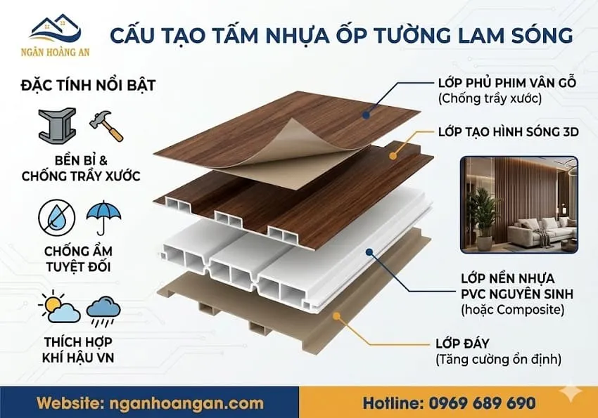Cấu Tạo Của Tấm Nhựa Ốp Tường Lam Sóng