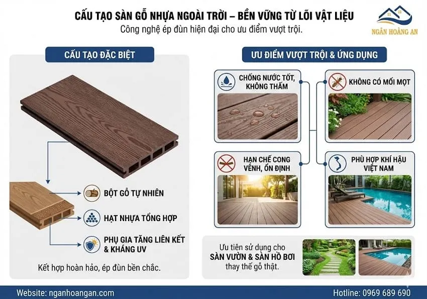 Cấu Tạo Sàn Gỗ Nhựa Ngoài Trời – Bền Vững Từ Lõi Vật Liệu
