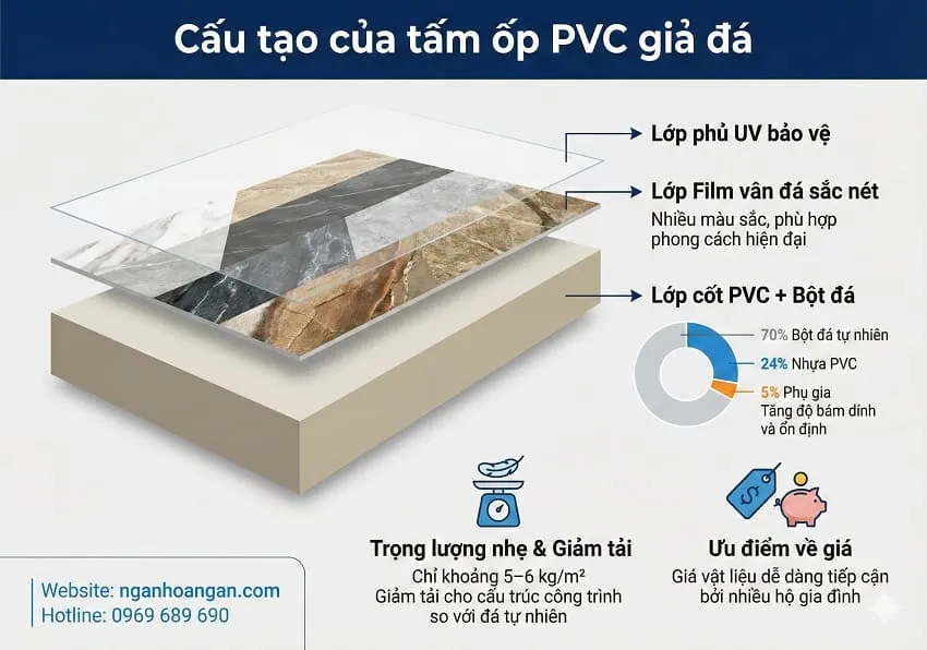 Cấu Tạo Tấm Nhựa Giả Đá PVC Vân Đá