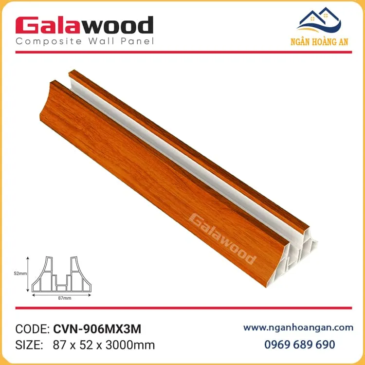 Chân Đế Vách Ngăn Galawood CVN-906MX3M Vân Gỗ Đỏ Cam