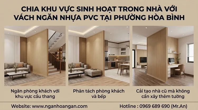 Chia Khu Vực Sinh Hoạt Trong Nhà Với Vách Ngăn Nhựa PVC Tại Phường Hòa Bình