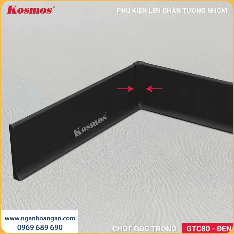 Chốt Góc Trong Nẹp Chân Tường Nhôm Kosmos GTC-D Màu Đen Chốt Góc Trong Nẹp Chân Tường Nhôm Kosmos GTC-D Màu Đen