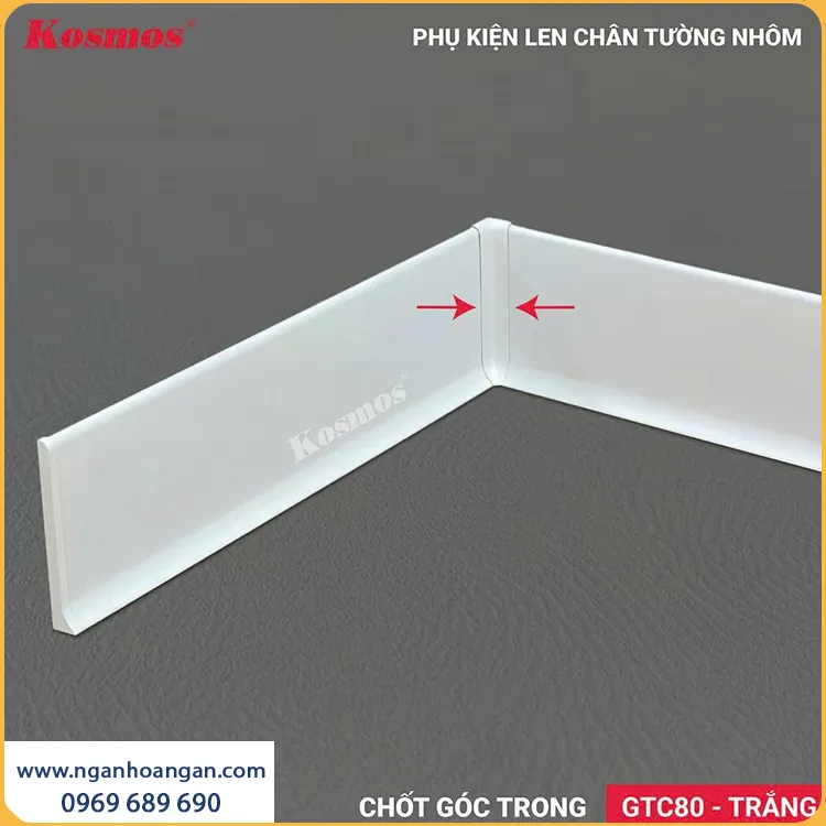 Chốt Góc Trong Nhôm Ốp Chân Tường Kosmos GTC-TR Màu Trắng Tại An Lạc