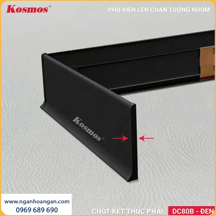 Chốt Kết Thúc Phải Nẹp Chân Tường Nhôm Kosmos DC80B-D Đen