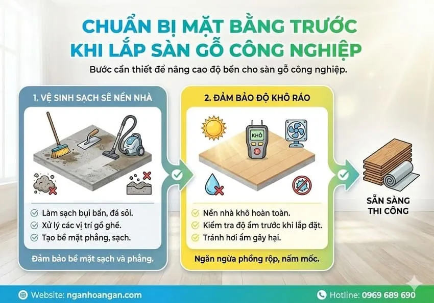 Chuẩn Bị Mặt Bằng Trước Khi Lắp Sàn Gỗ Công Nghiệp