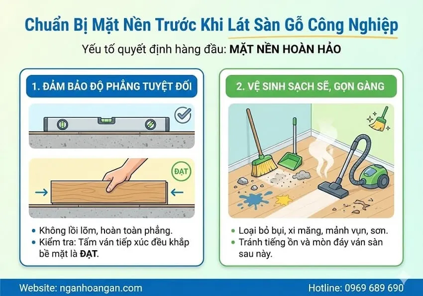 Chuẩn Bị Mặt Nền Trước Khi Lát Sàn Gỗ Công Nghiệp