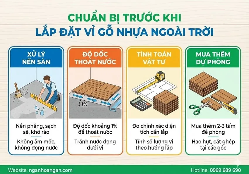 Chuẩn Bị Trước Khi Lắp Đặt Vỉ Gỗ Nhựa Ngoài Trời