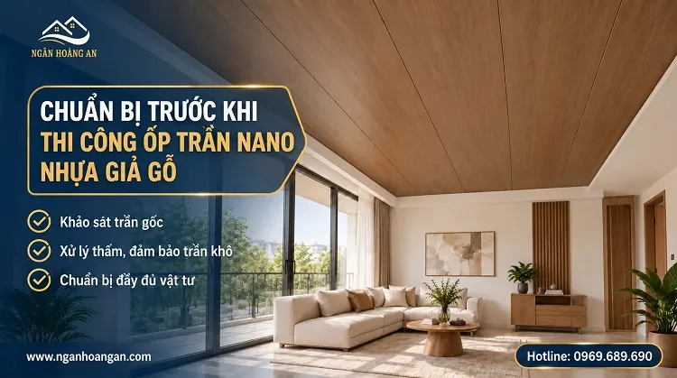 Chuẩn Bị Trước Khi Thi Công Ốp Trần Nano Nhựa Giả Gỗ