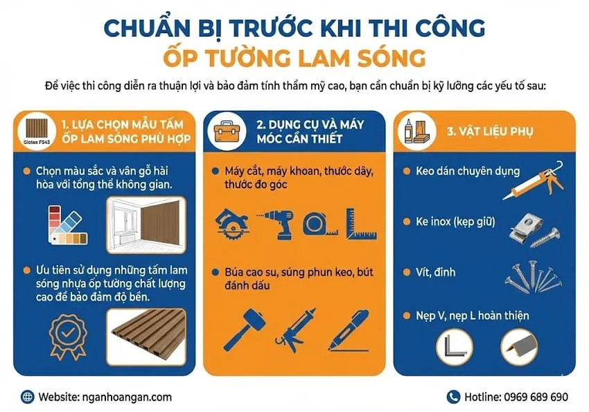 Chuẩn Bị Trước Khi Thi Công Ốp Tường Lam Sóng