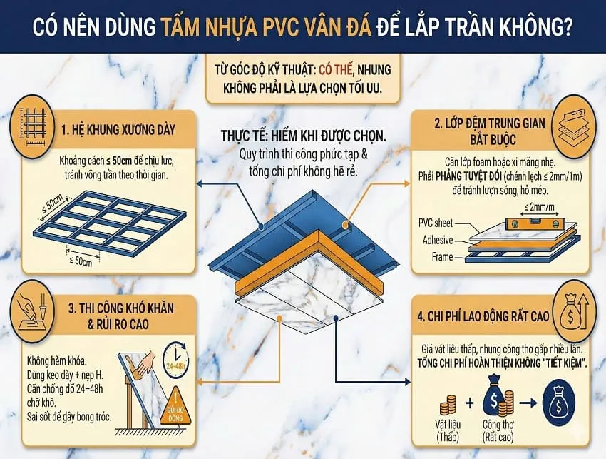 Có Nên Dùng Tấm PVC Vân Đá Kosmos Để Lắp Trần Không?