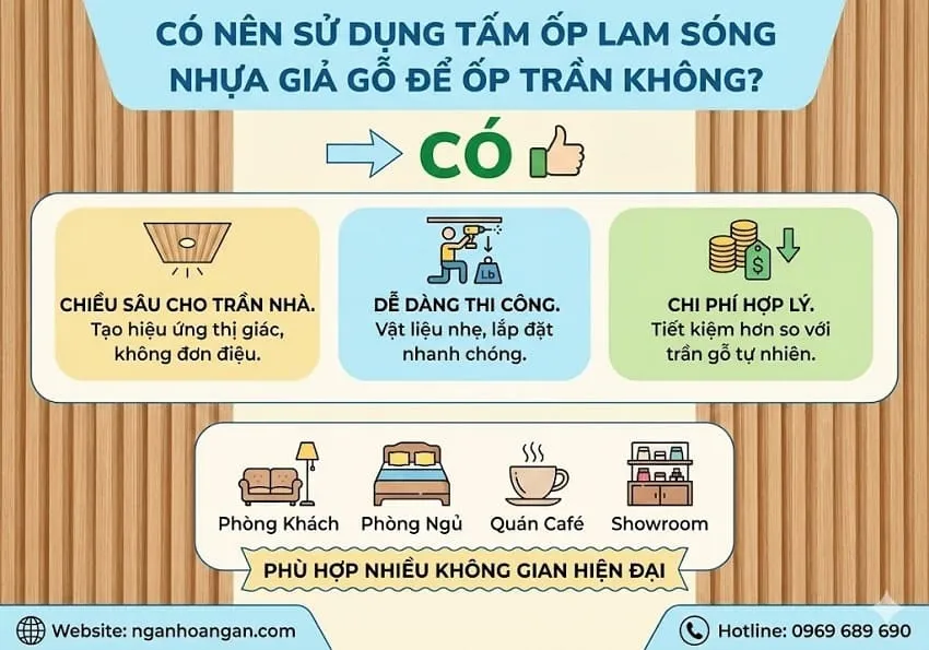 Có Nên Sử Dụng Tấm Ốp Lam Sóng Nhựa Giả Gỗ Để Ốp Trần Không?