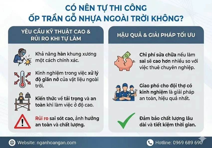 Có Nên Tự Thi Công Ốp Trần Gỗ Nhựa Ngoài Trời Không? Có Nên Tự Thi Công Ốp Trần Gỗ Nhựa Ngoài Trời Không?
