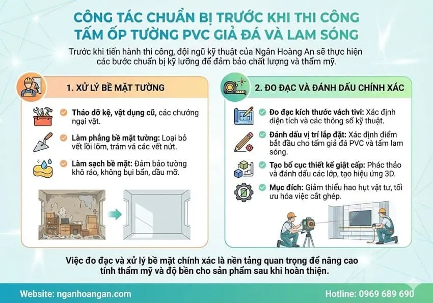 Công Tác Chuẩn Bị Trước Khi Thi Công Tấm Ốp Tường PVC Giả Đá Và Lam Sóng