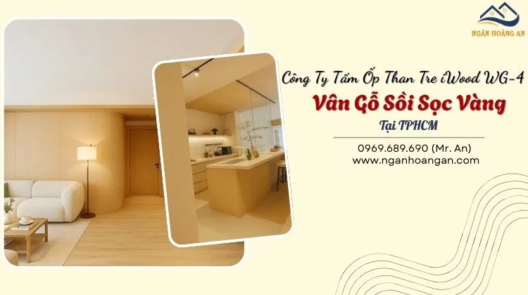Công Ty Tấm Ốp Than Tre iWood WG-4 Vân Gỗ Sồi Sọc Vàng Tại TPHCM
