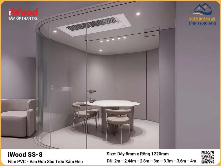 Cửa Hàng Bán Tấm Than Tre iWood SS-8 Đơn Sắc Xám Đen