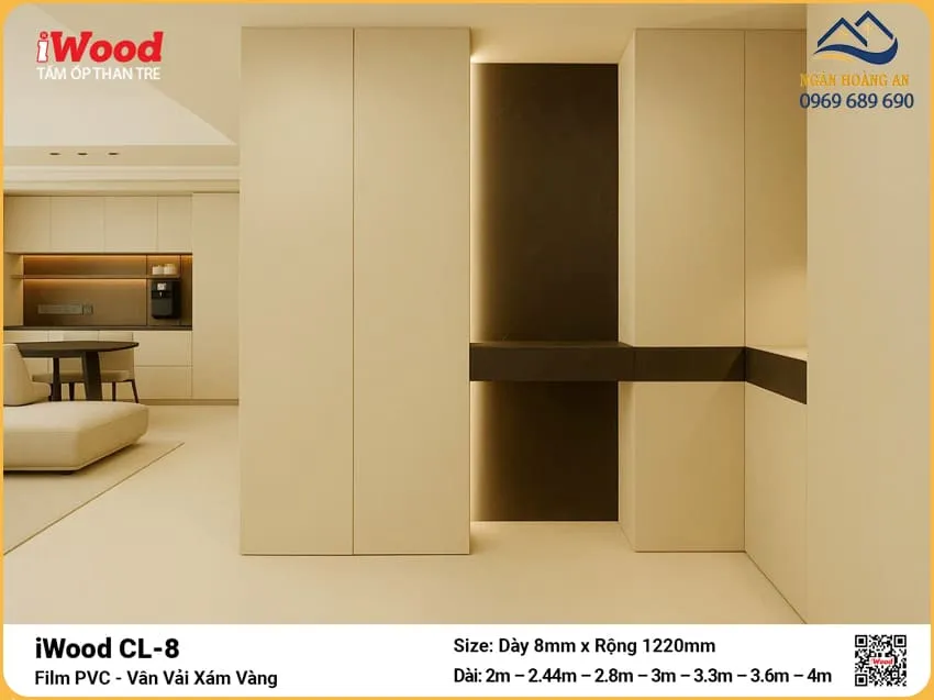 Cửa Hàng Tấm Ốp Than Tre iWood CL-8 Vân Vải Xám Vàng Giá Tốt