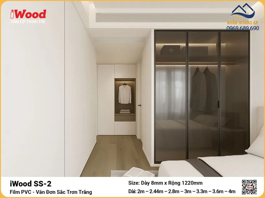 Cửa Hàng Tấm Than Tre iWood SS-2 Đơn Sắc Trơn Trắng Uy Tín