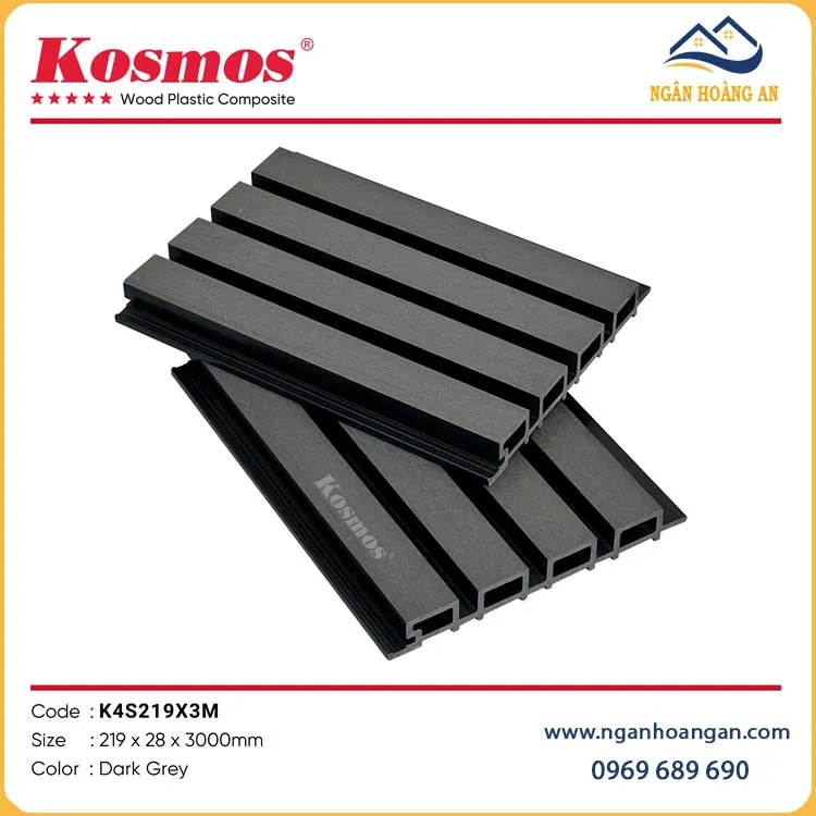 Lam Sóng Gỗ Nhựa Ngoài Trời  Kosmos K4S219X3M Dark Grey