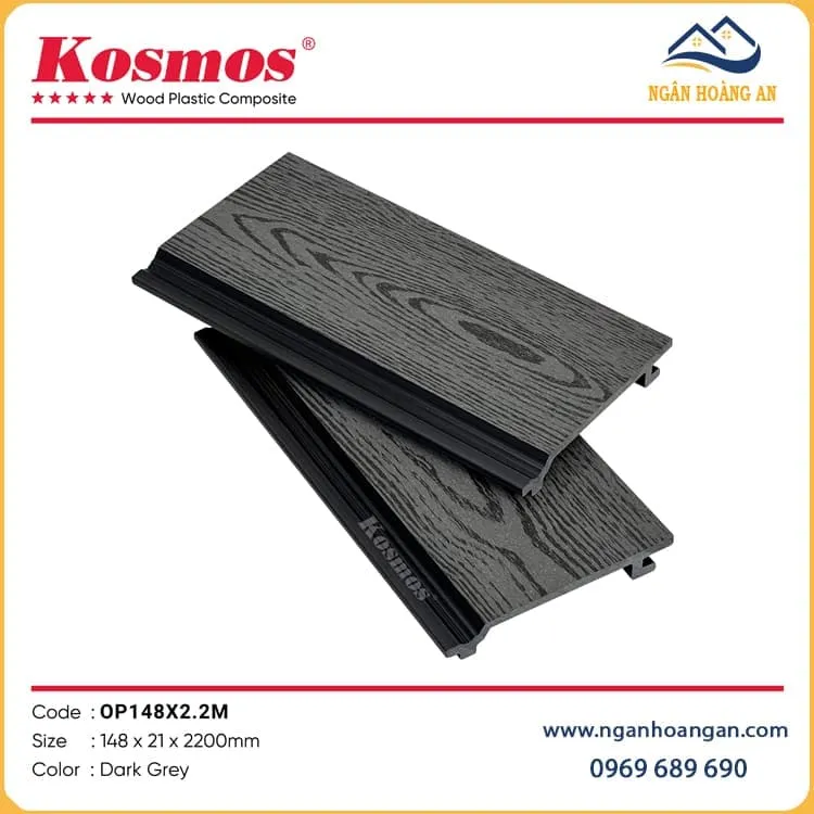 Ốp Tường Gỗ Nhựa Ngoài Trời Kosmos OP148 Dark Grey