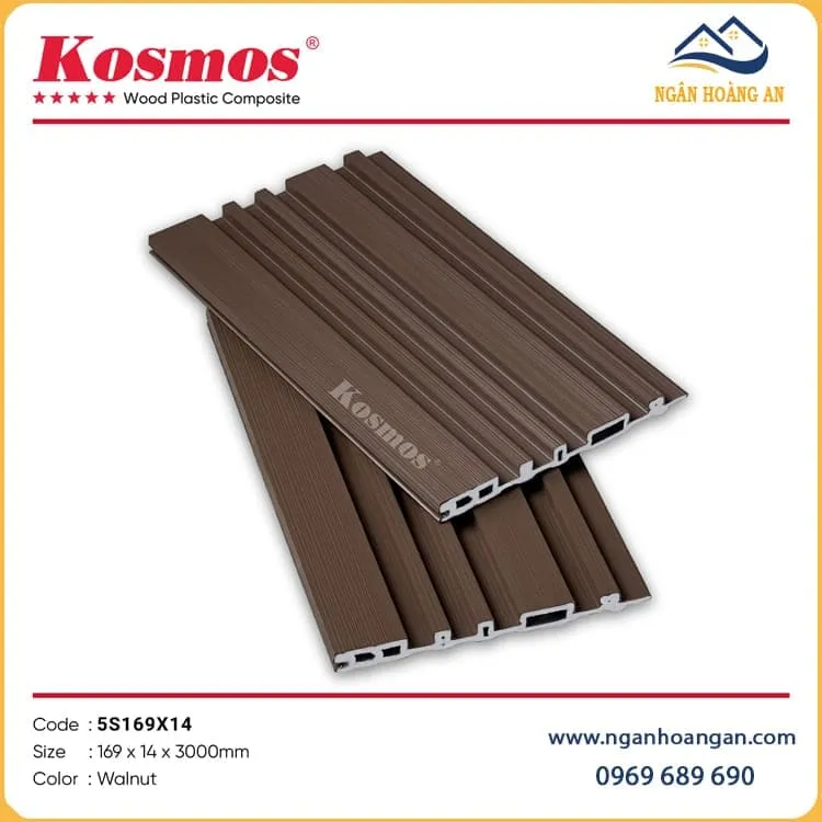 Tấm Ốp Lam 5 Sóng Phủ ASA Kosmos 5S169X14 Walnut