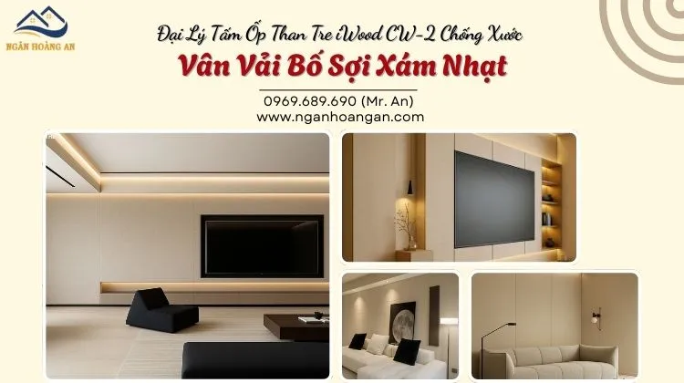 Đại Lý Tấm Ốp Than Tre iWood CW-2 Chống Xước Vân Vải Bố Sợi Xám Nhạt