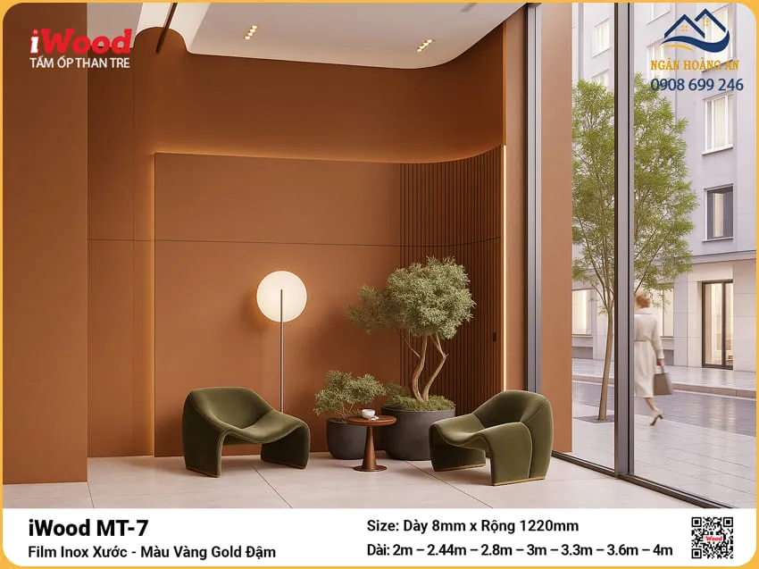 Đại Lý Tấm Ốp Than Tre iWood MT-7 Film Inox Vàng Gold Giá Tốt