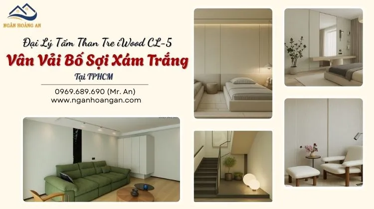 Đại Lý Tấm Than Tre iWood CL-5 Vân Vải Bố Sợi Xám Trắng Tại TPHCM Đại Lý Tấm Than Tre iWood CL-5 Vân Vải Bố Sợi Xám Trắng Tại TPHCM