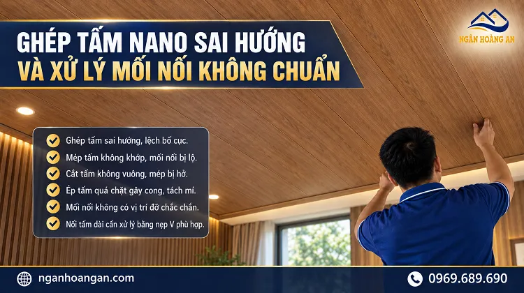 Ghép Tấm Nano Nhựa Giả Gỗ Sai Hướng Và Xử Lý Mối Nối Không Chuẩn