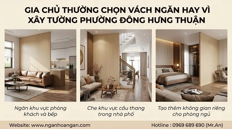 Gia Chủ Thường Chọn Vách Ngăn Hay Vì Xây Tường Phường Đông Hưng Thuận