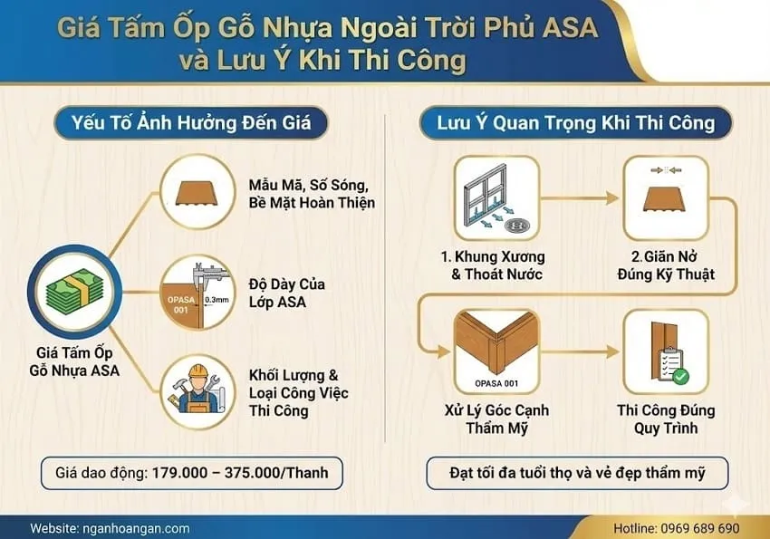 Giá Tấm Ốp Gỗ Nhựa Ngoài Trời Phủ ASA và Lưu Ý Khi Thi Công