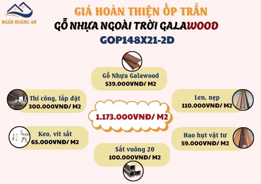 Giá Thi Công Ốp Trần Gỗ Nhựa Ngoài Trời Galawood GOP148X21-2D Giá Thi Công Ốp Trần Gỗ Nhựa Ngoài Trời Galawood GOP148X21-2D