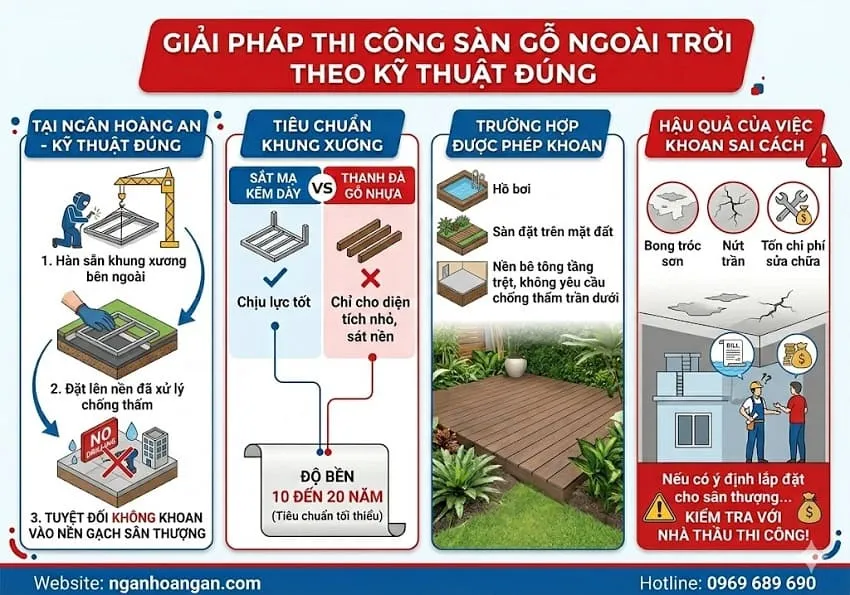 Giải Pháp Thi Công Sàn Gỗ Ngoài Trời Đúng Kỹ Thuật