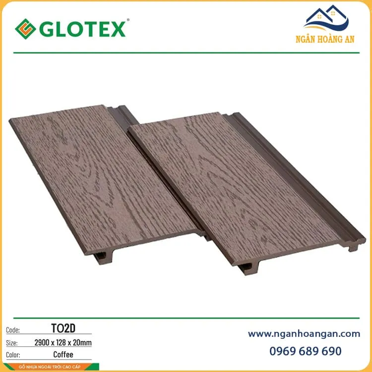Gỗ Nhựa Ngoài Trời Ốp Ban Công Glotex TO2D Coffee