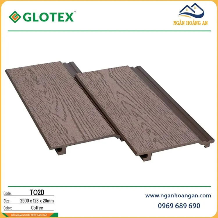 Gỗ Nhựa Ngoài Trời Ốp Ban Công Glotex TO2D Coffee