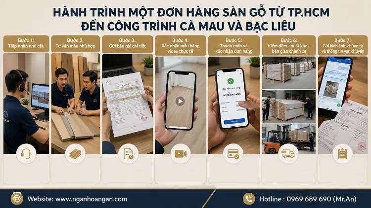 Hành Trình Một Đơn Hàng Sàn Gỗ Từ TP.HCM Đến Công Trình Cà Mau Và Bạc Liêu