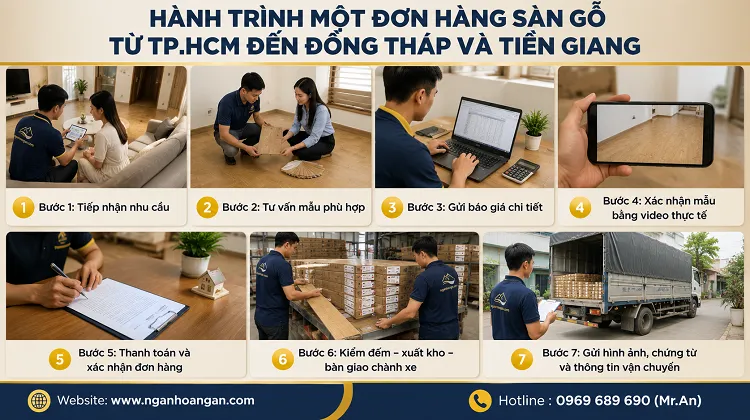 Hành Trình Một Đơn Hàng Sàn Gỗ Từ TP.HCM Đến Đồng Tháp Và Tiền Giang Hành Trình Một Đơn Hàng Sàn Gỗ Từ TP.HCM Đến Đồng Tháp Và Tiền Giang