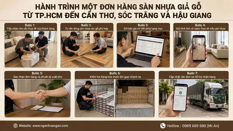 Hành Trình Một Đơn Hàng Sàn Nhựa Giả Gỗ Từ TP.HCM Đến Cần Thơ, Sóc Trăng Và Hậu Giang
