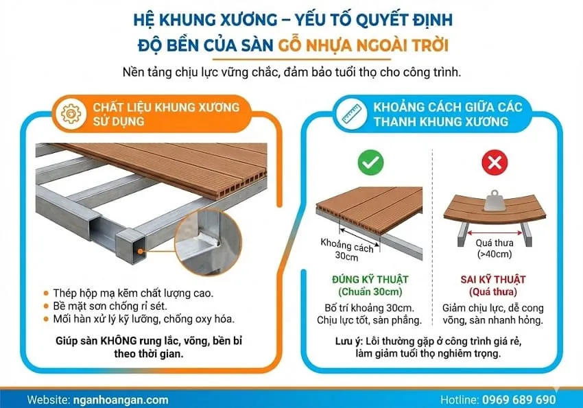 Hệ Khung Xương – Yếu Tố Quyết Định Độ Bền Của Sàn Gỗ Nhựa Ngoài Trời