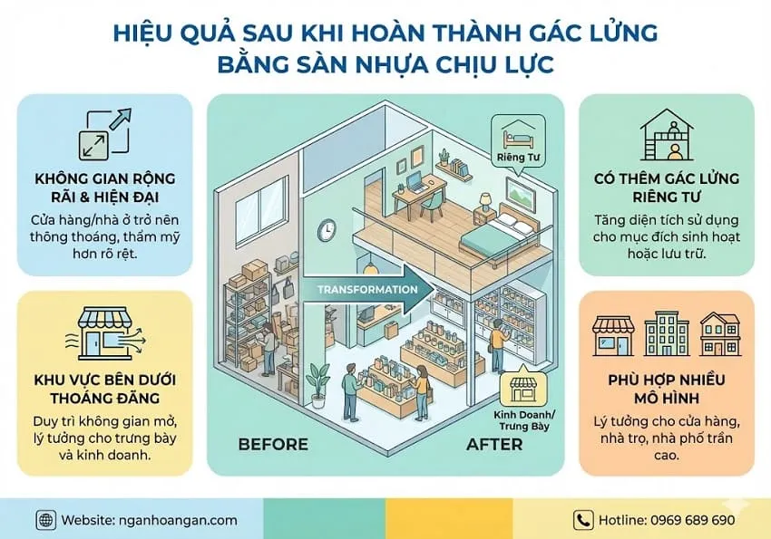 Hiệu Quả Sau Khi Hoàn Thành Gác Lửng Bằng Sàn Nhựa Chịu Lực