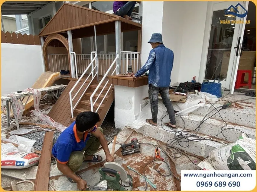 Hình Ảnh Thi Công Tấm Ốp Gỗ Nhựa Kosmos OP148X21VG