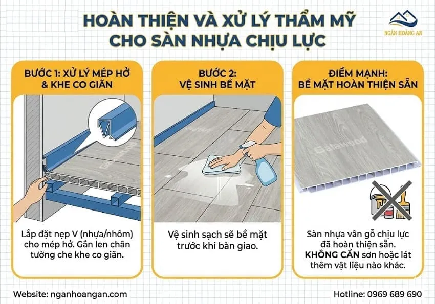Hoàn Thiện Và Xử Lý Thẩm Mỹ Cho Sàn Nhựa Chịu Lực