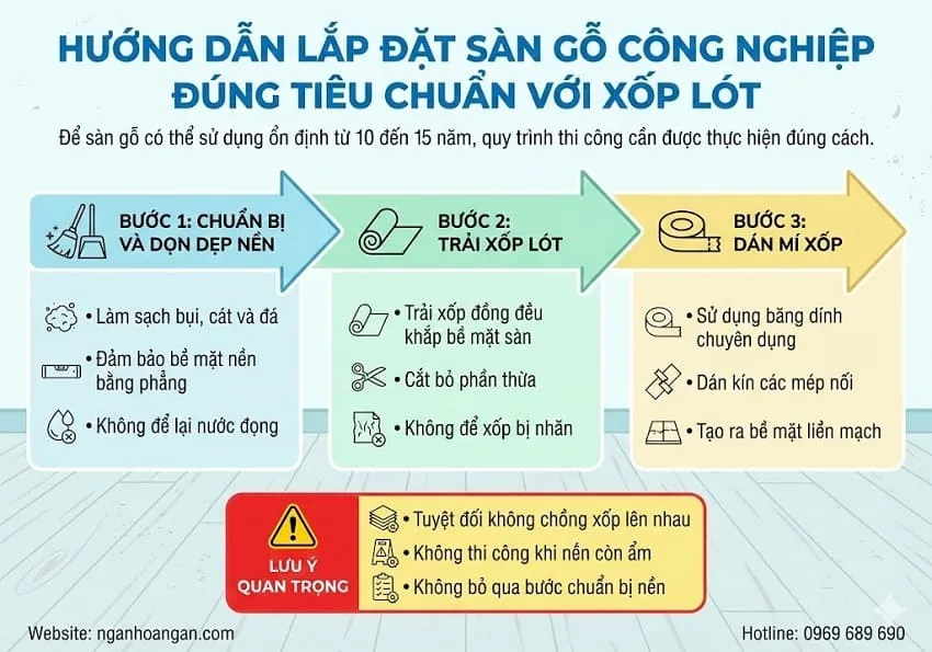 Hướng Dẫn Lắp Đặt Sàn Gỗ Công Nghiệp Đúng Tiêu Chuẩn Với Xốp Lót Hướng Dẫn Lắp Đặt Sàn Gỗ Công Nghiệp Đúng Tiêu Chuẩn Với Xốp Lót