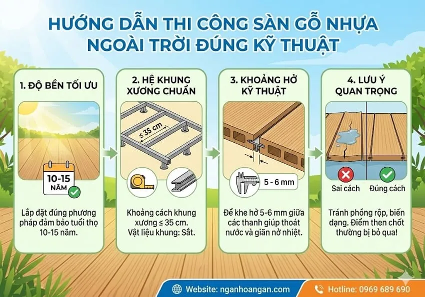 Hướng Dẫn Thi Công Sàn Gỗ Nhựa Ngoài Trời Một Cách Kỹ Thuật